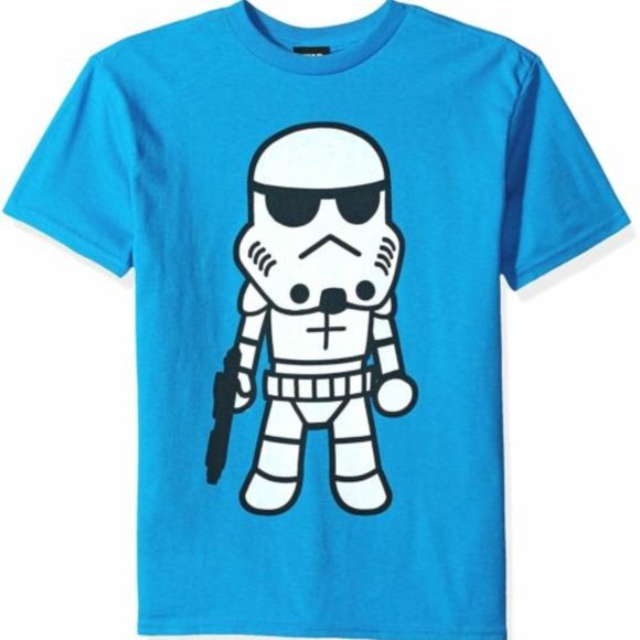 NWT Star Wars Boys Turquoise Big Simple Trooper Cartoon Graphic T-Shirt - Picture 1 of 3